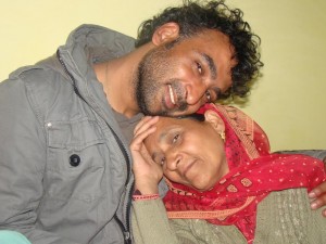 Fayaz with his mother