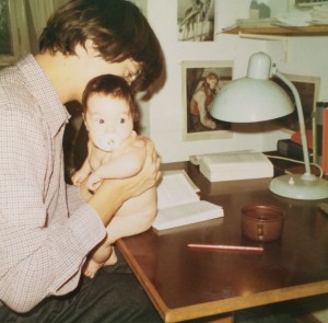 Lea with her dad, who is likely studying some left wing economist